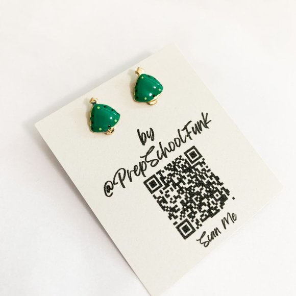 Mini green christmas tree stud earrings - Picture 1 of 3